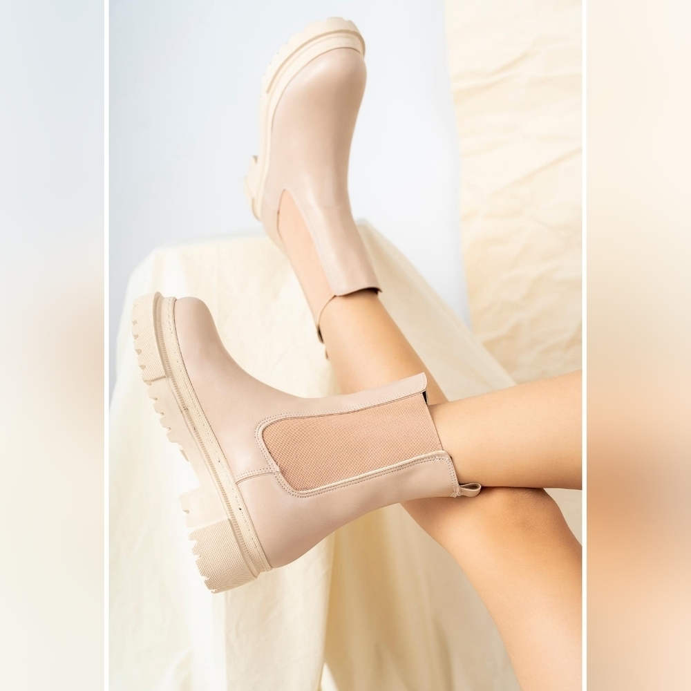a new day Beige Ankle Booties
